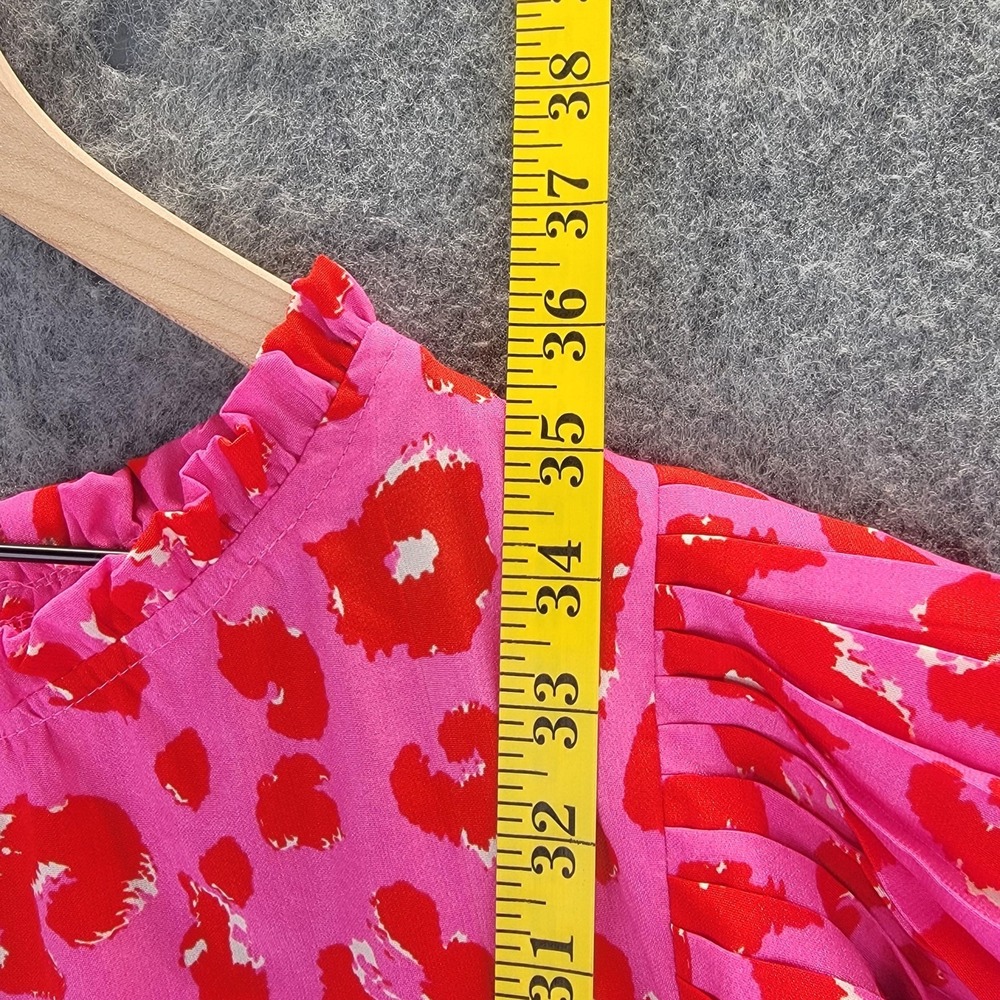 Jodifl Dress Womens 2X Pink Red Animal Print Ruffle Sleeve Tiered Polyester Plus - Picture 14 of 15
